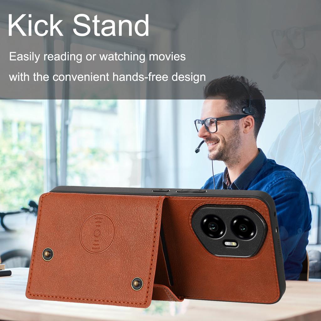 For Honor 300 Case with Card Slots Kickstand Leather+TPU Phone Cover