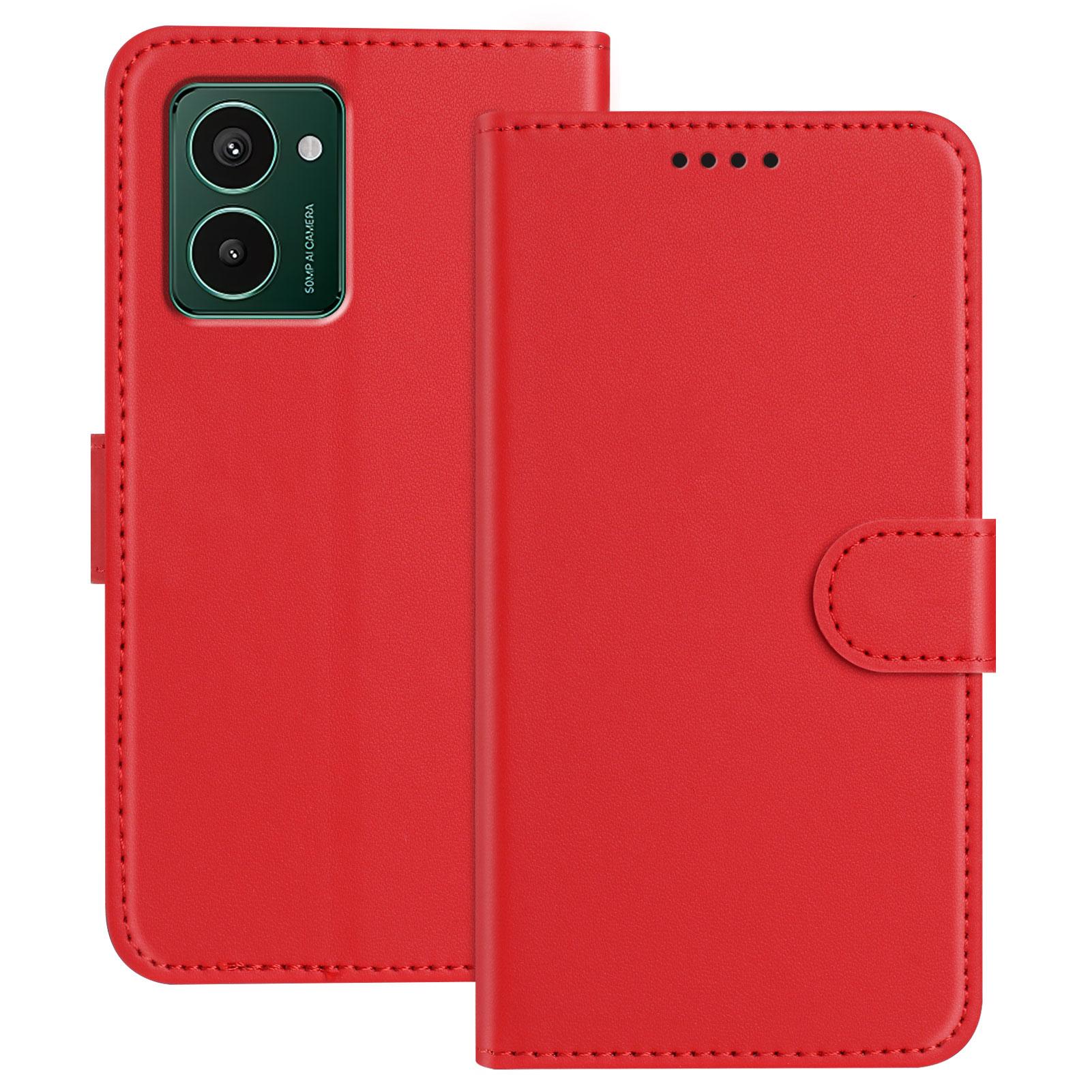 

For HMD Pulse Pro Leather Case Wallet Stand Solid Color Anti Drop Phone Cover Red