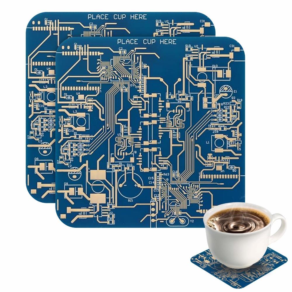Square PCB Coaster Heat Resistant Cup Mat Placemat Circuit Board Coaster  Office
