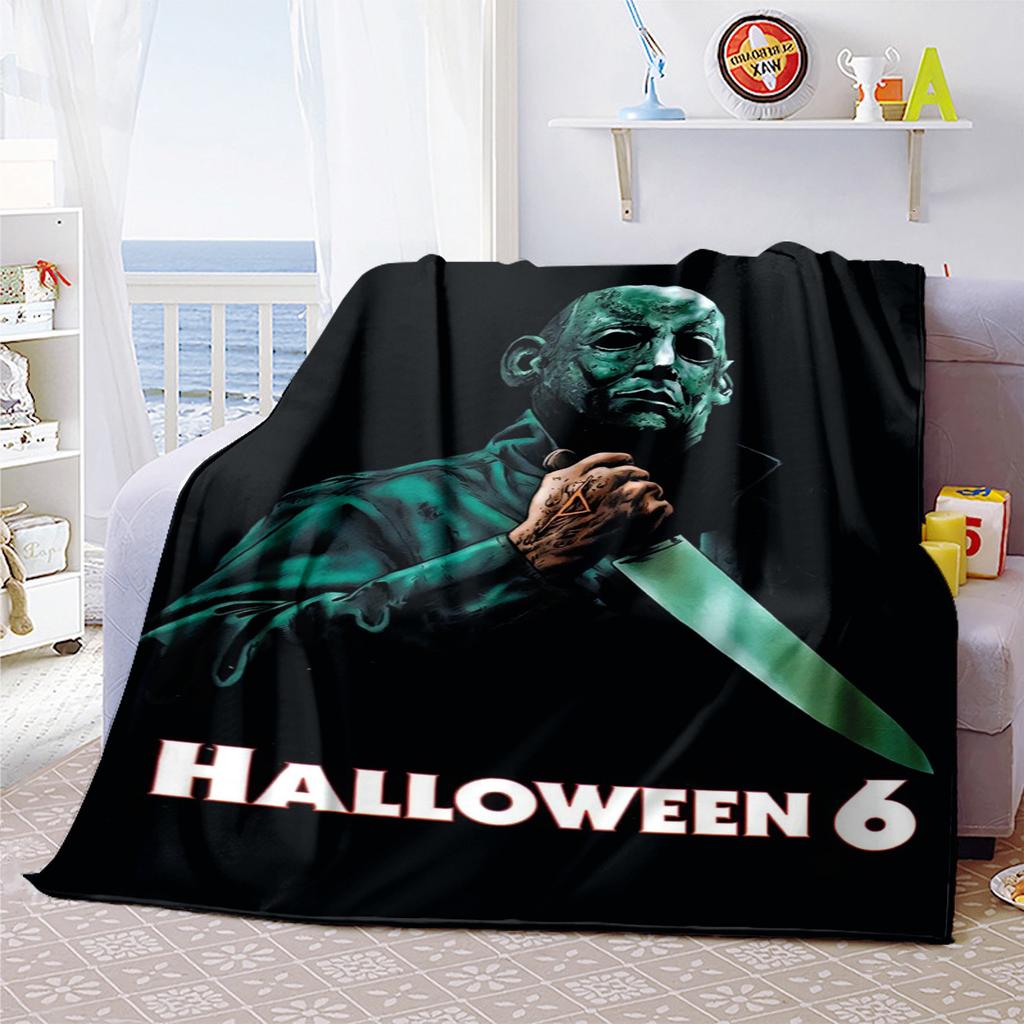 Couverture Affiche de Film d'Horreur Halloween Parfaite Toutes Saisons Douce Confortable Canapé Bureau Sieste Voyage Cadeau Festif