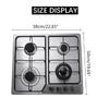 Silver + Black 4 Burner Built-in Cooktop Stainless Steel Gas Stoves Natural Gas Hob Kitchen Cooking Appliance Cookware Gas Cooker 58*50cm