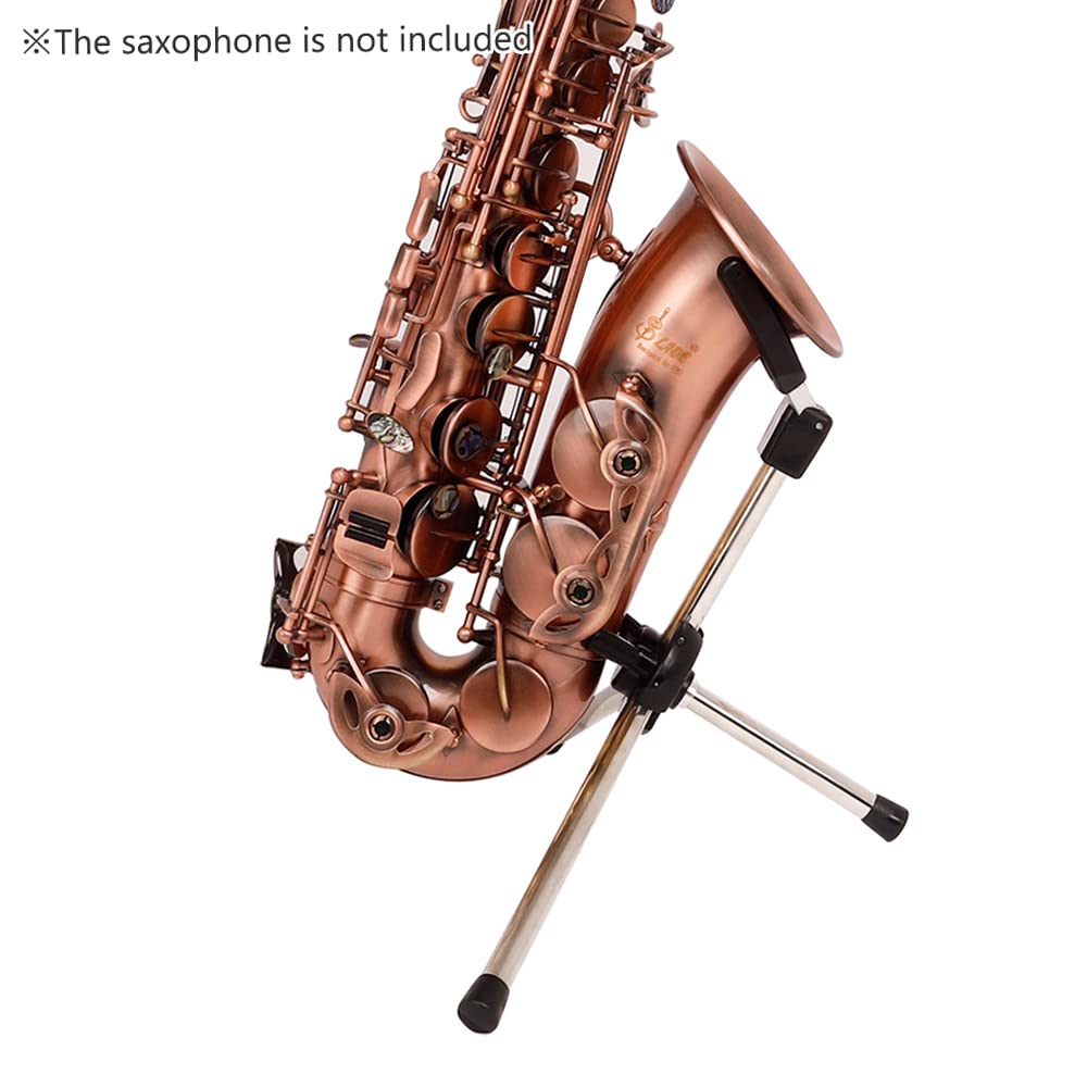 Xtahdge Foldable Saxophone Stand Portable Alto Saxophone Metal Floor Stand Holder Aluminum Alloy with Carrying Bag