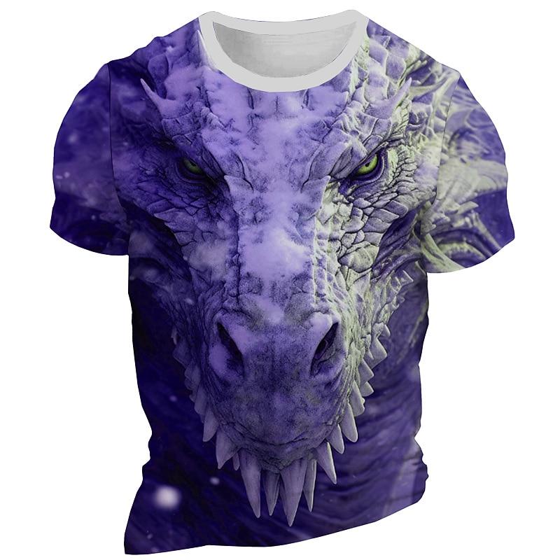 Men s Graphic Dragon T Shirt Short Sleeve T shirt 3D Print Crew Neck Shirt Daily Designer Retro Vintage Sports Outdoor Holiday XL