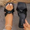 [Foreign Trade] French Temperament Satin One-word with Knotted Sandals, Summer and Korean Version Open-toed Flat Sandals