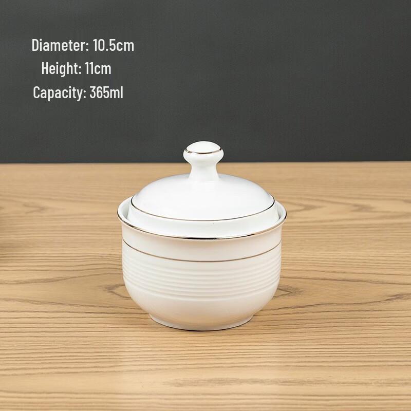 Chixing Pure White Ceramic Steaming Bowl with Lid