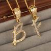 Gold Plated Crystal Initial Letter Necklace Personalized Dainty Name Pendant Jewelry