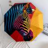 Zebra Pattern, Automatic Folding Umbrella, Portable and Foldable Design, 8 Ribs, a Christmas or Birthday Gift.