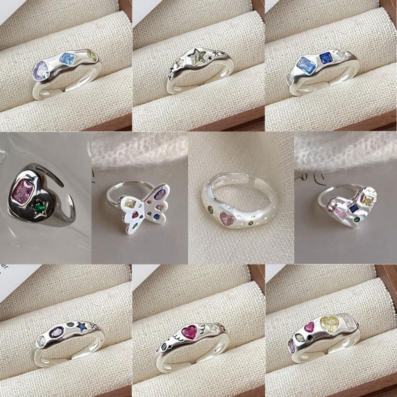 Adjustable Rings Zircon Rings Engagement Rings Y2K Rings Aesthetic Jewelry Alloy Material Great Gift for Women Gifts