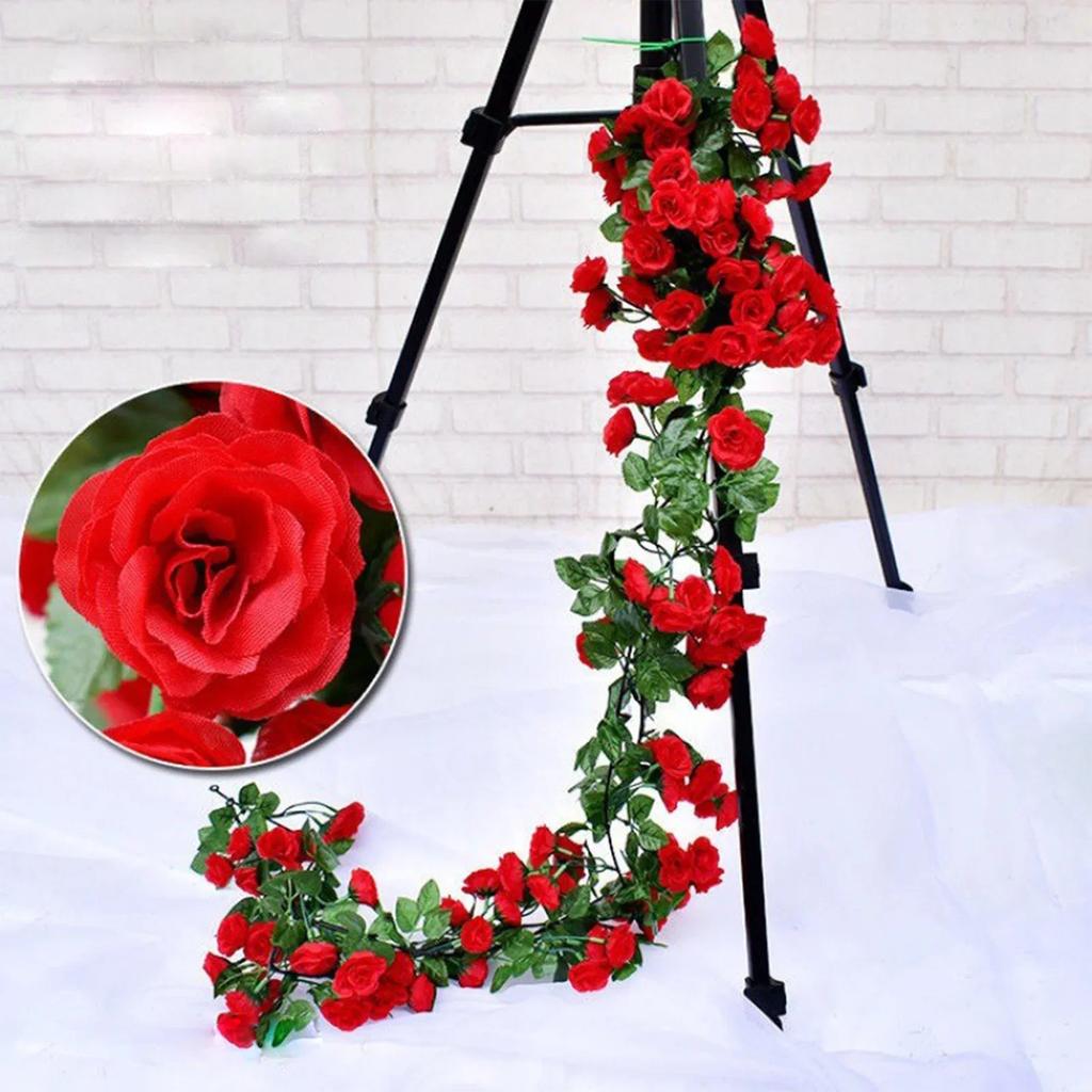 40 Heads Simulated Rose Flower Vine Hedge Living Room Wedding Decoration Wall Hanging Simulated Flowers Rattan 8pcs 230cm