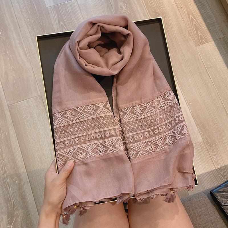 Women's Lace Patchwork Scarf Travel Sunscreen Shawl Summer Ethnic Style Fashion Scarf