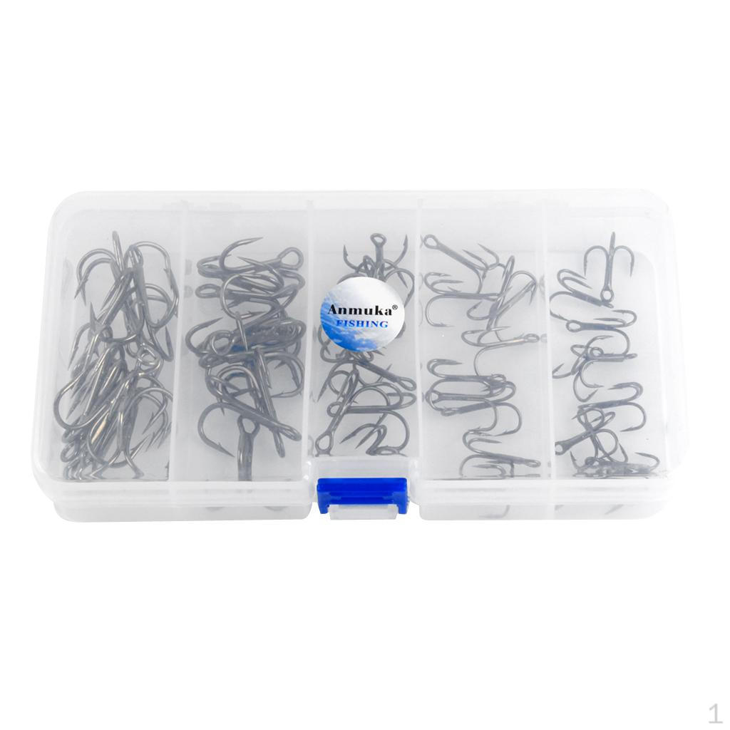 

50pcs/set Hooks Sharpened 5 Sizes 2/0# 1# 3# 5# 7#