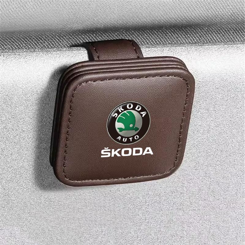 Car Sunglasses Clip Magnetic Sun Visor Card Storage Clips For Skoda octavia 3 2 superb 3 kodiaq Fabia Kamiq Karoq Accessories FP1
