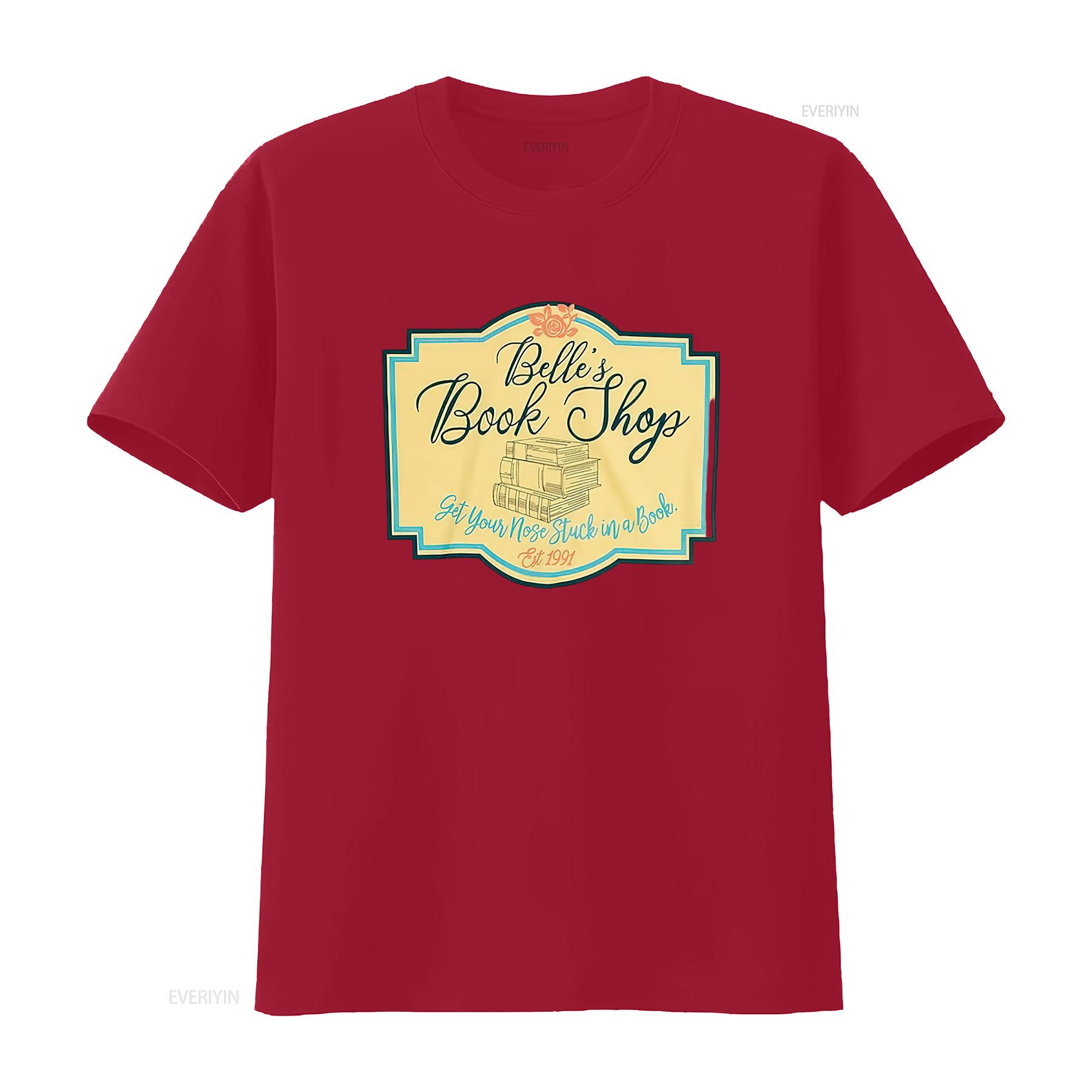 

Women Belle S Book Shop T Shirt Princess Lover Tops Casual Magic Kingdom vintage Washed Top For Everyday Wear Stretched S
