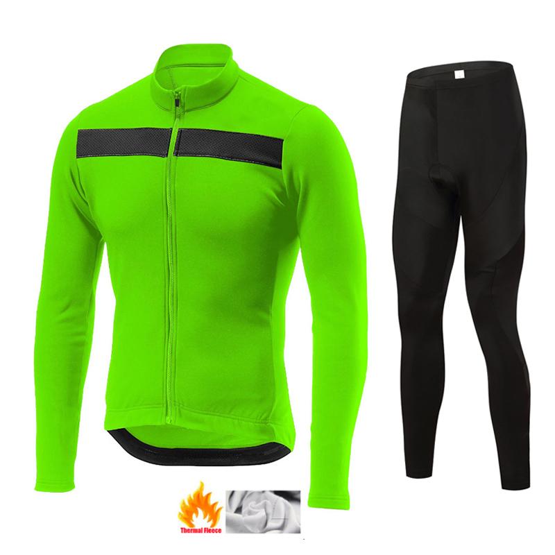 Team Men's Winter Thermal Fleece Cycling Long Sleeve MTB Bicycle Warm Riding Jersey Set Road Bicycle Riding Outdoor Clothing