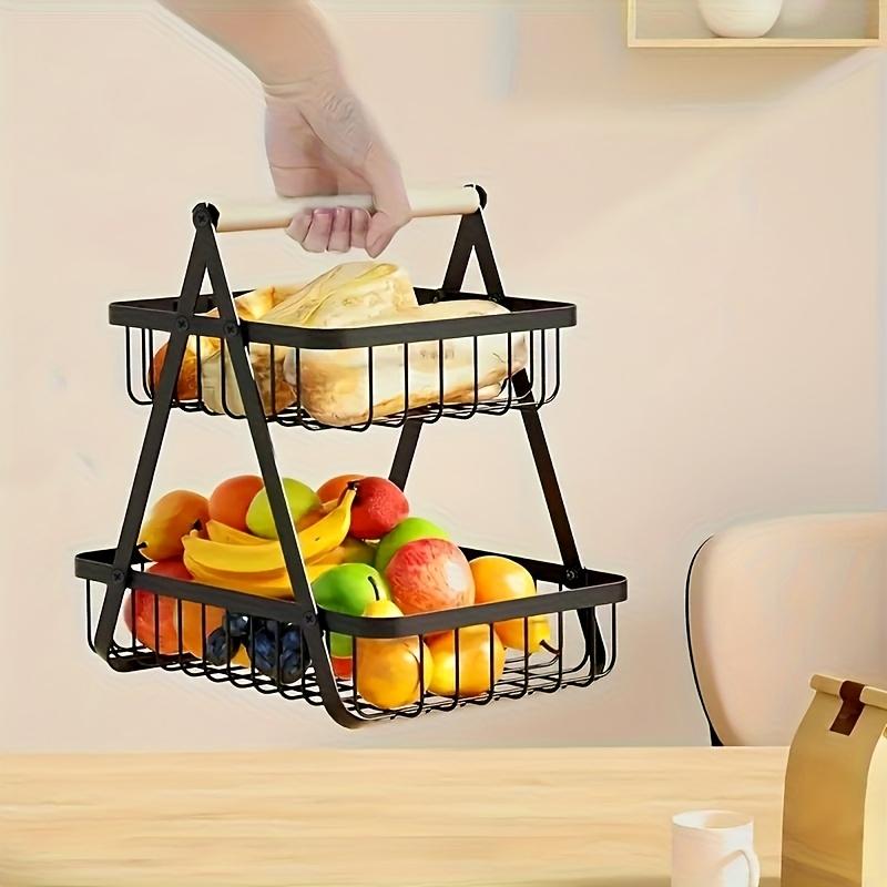 2/3-Tier Ventilated Mesh Basket Multifunctional Kitchen Storage Organizer with Handle for Fruits Snacks Vegetables Home Tabletop Countertop Decor