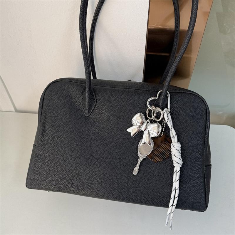 Fashionable Acetate Comb Mirror Keychain Multifuntional Key Accessory Suitable for Youthful Women and Girl Outdoor Use