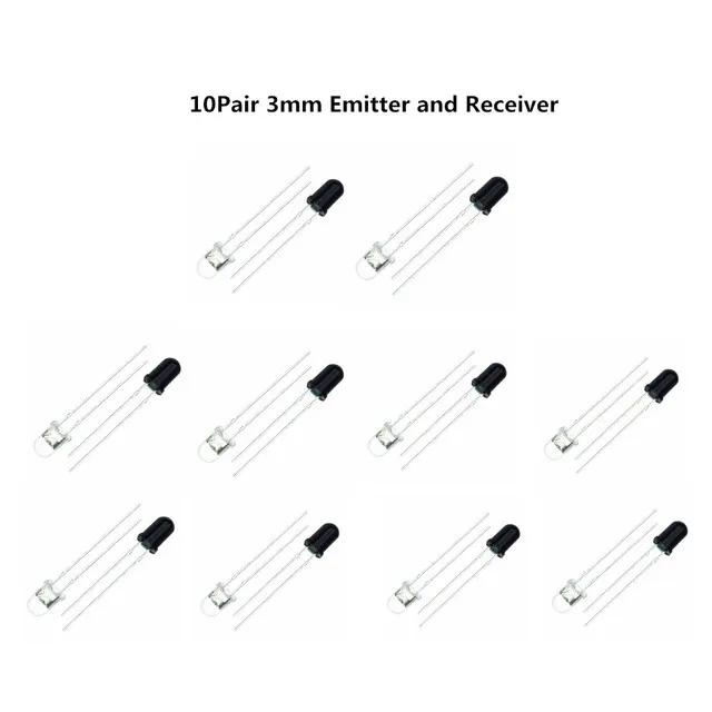 10pairs 3mm 5mm 940nm LEDs Infrared Emitter and IR Receiver Diode Diodes 301A