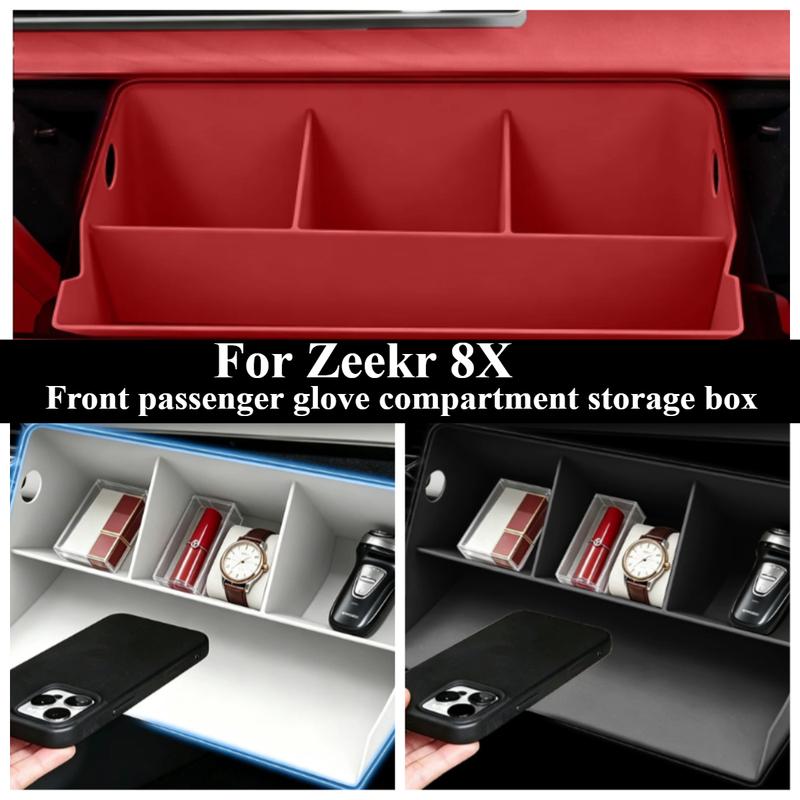 For Zeekr 8X 2026 Car Passenger Glove Box Storage Tray Silicone Partition Organizer Interior Stowing Modification Accessories
