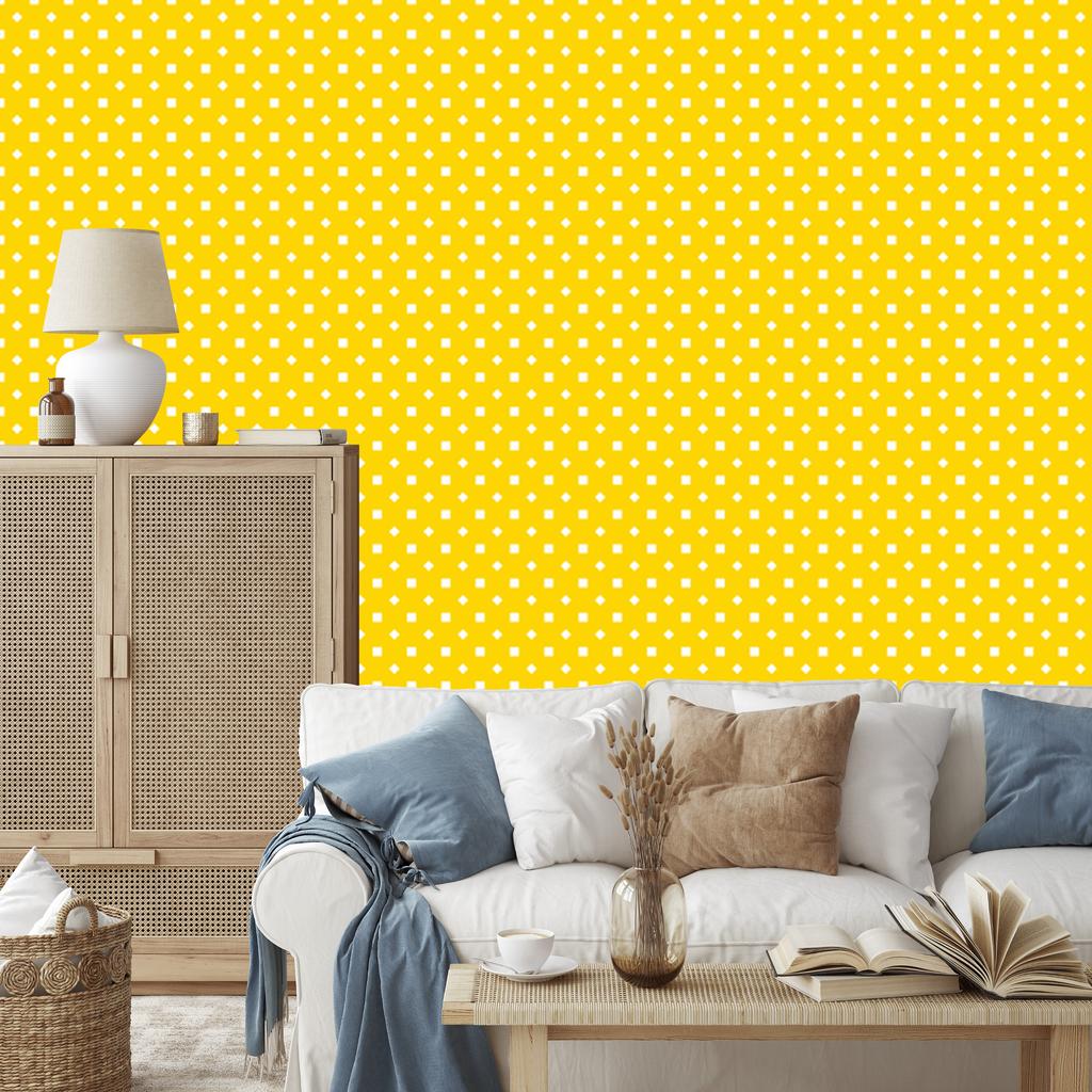 Dots Wallpaper, Clear Detail, Yellow for Living Room and Bedroom 50x1000
