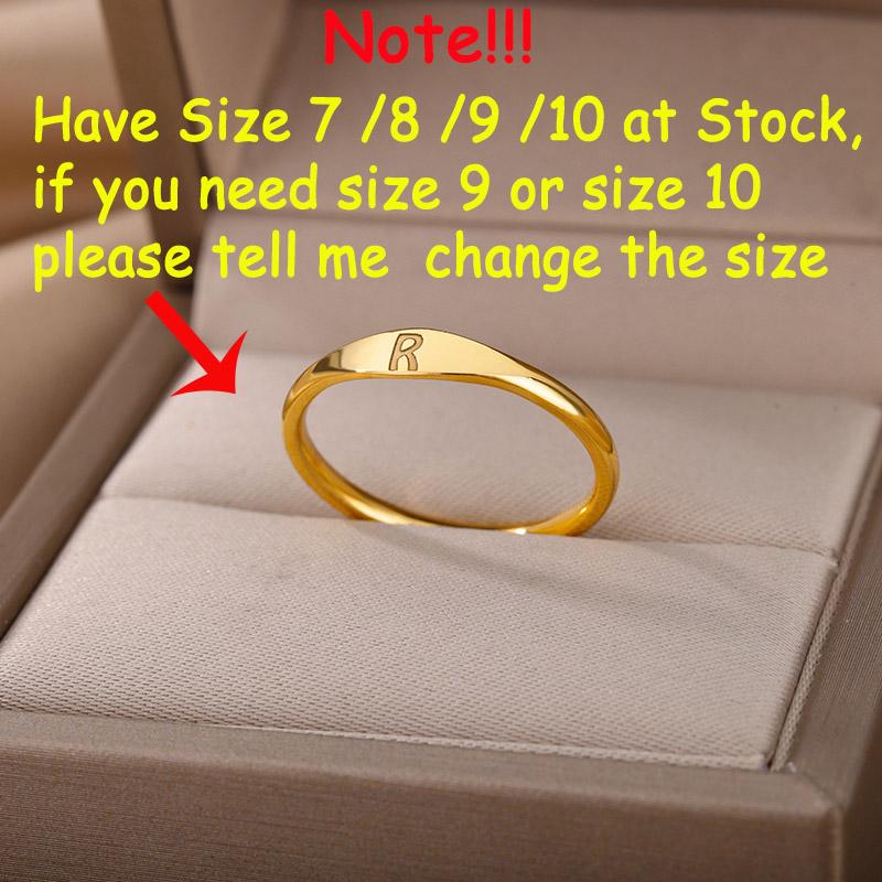 Winzige Initialen Ringe Für Frauen Mode A-Z Buchstabe Finger Edelstahlring Ästhetischer Ehering Geschenk Bijoux Femme