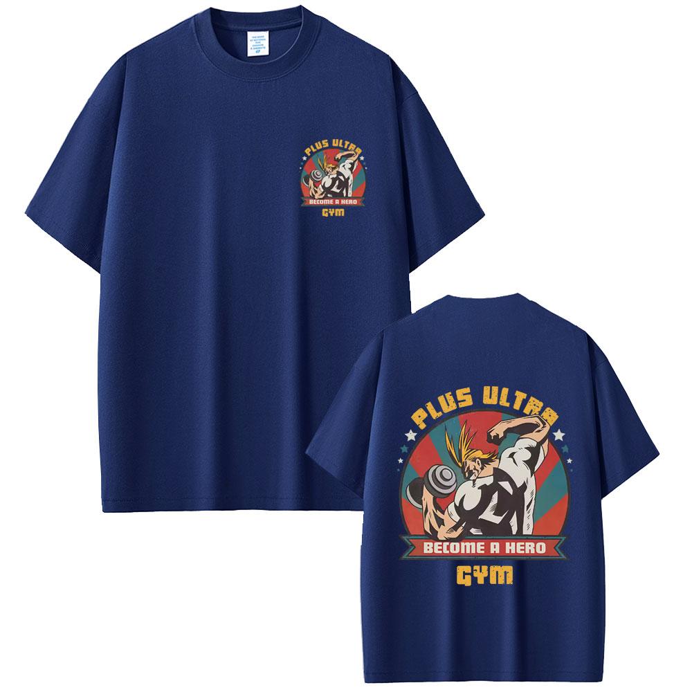 Anime My Hero Academia All Might Plus Ultra Gym Graphic Tshirts Unisex Women Fitness Casual Cotton Y2K Tee Male Vintage Streetwear