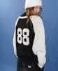 RONRON 88 Blocking Cowichan Knit Zip Up Black Cream