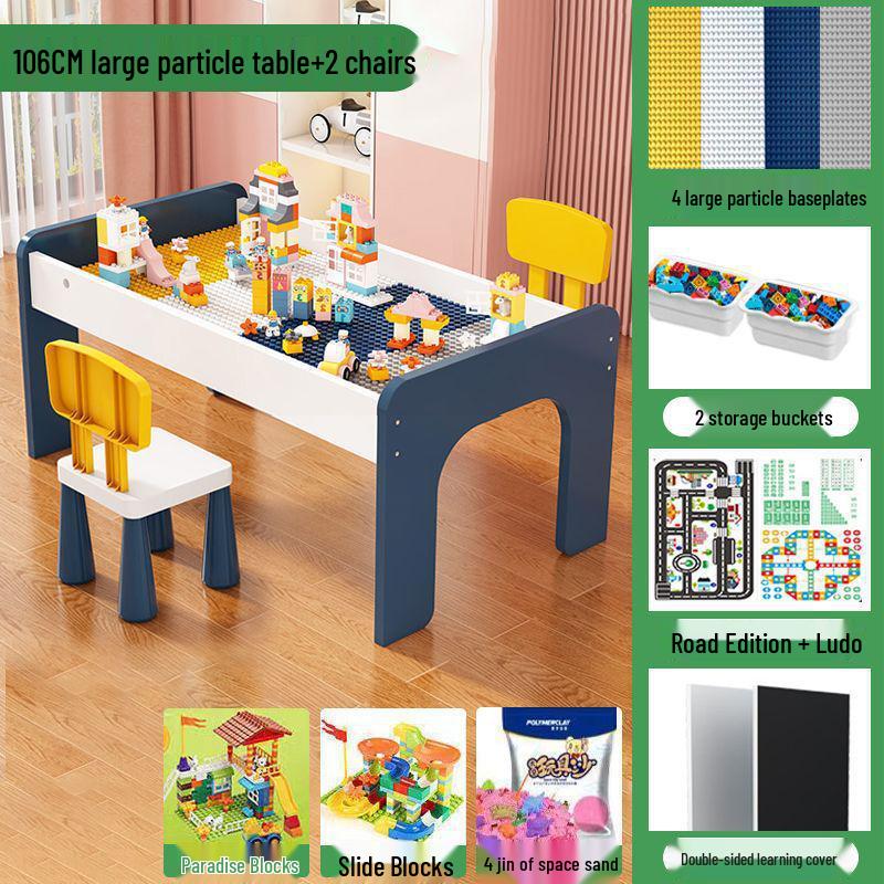 Children's Multifunctional Toy Table with Large Building Blocks