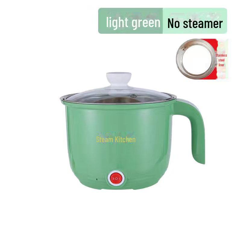 Perfect choice for your home Compacte Multifunctionele Elektrische Koker: Anti-aanbak Mini Hot Pot & Koekenpan voor Studentenkamer of Thuisgebruik stainless steel liner + switch gear groen