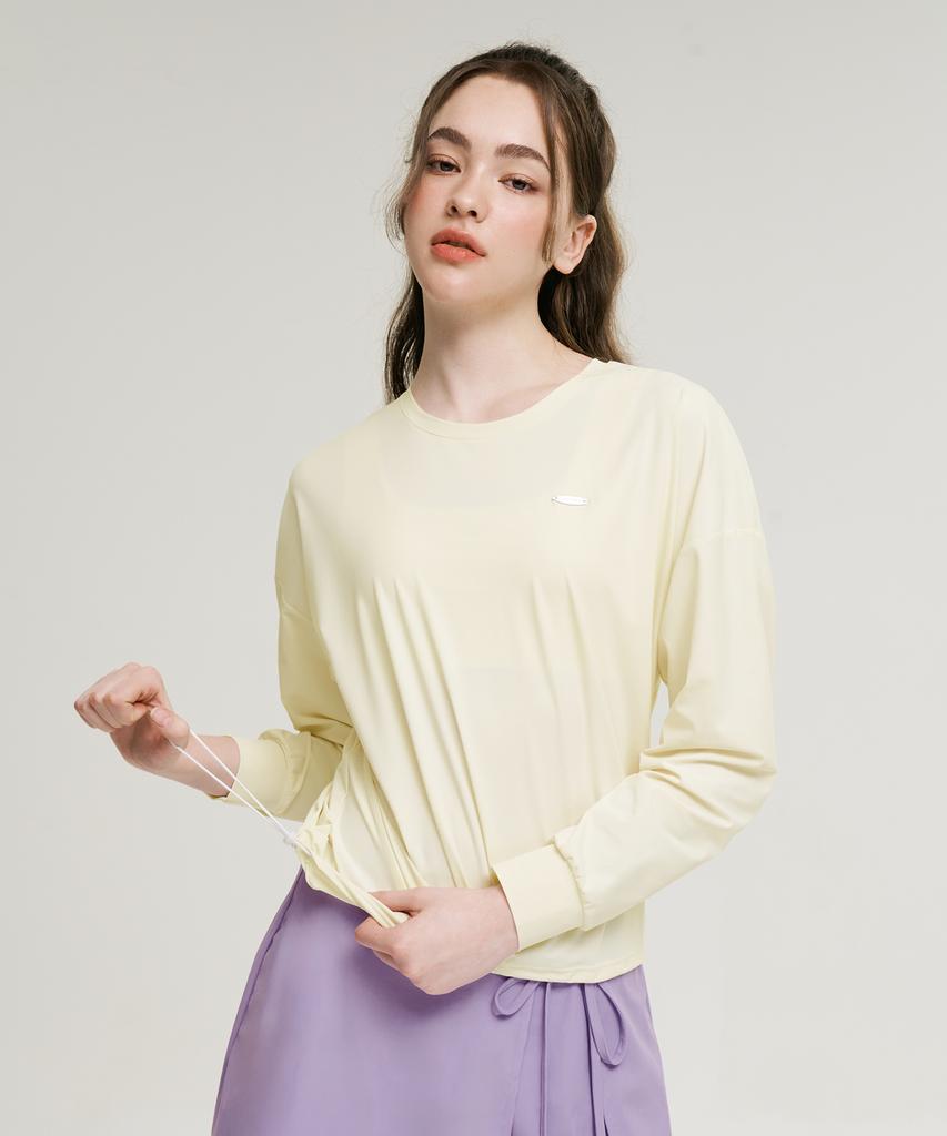 Leijibi Air Pastel String Loose Fit Women'S Long Sleeve Rash Guard Coconut Milk