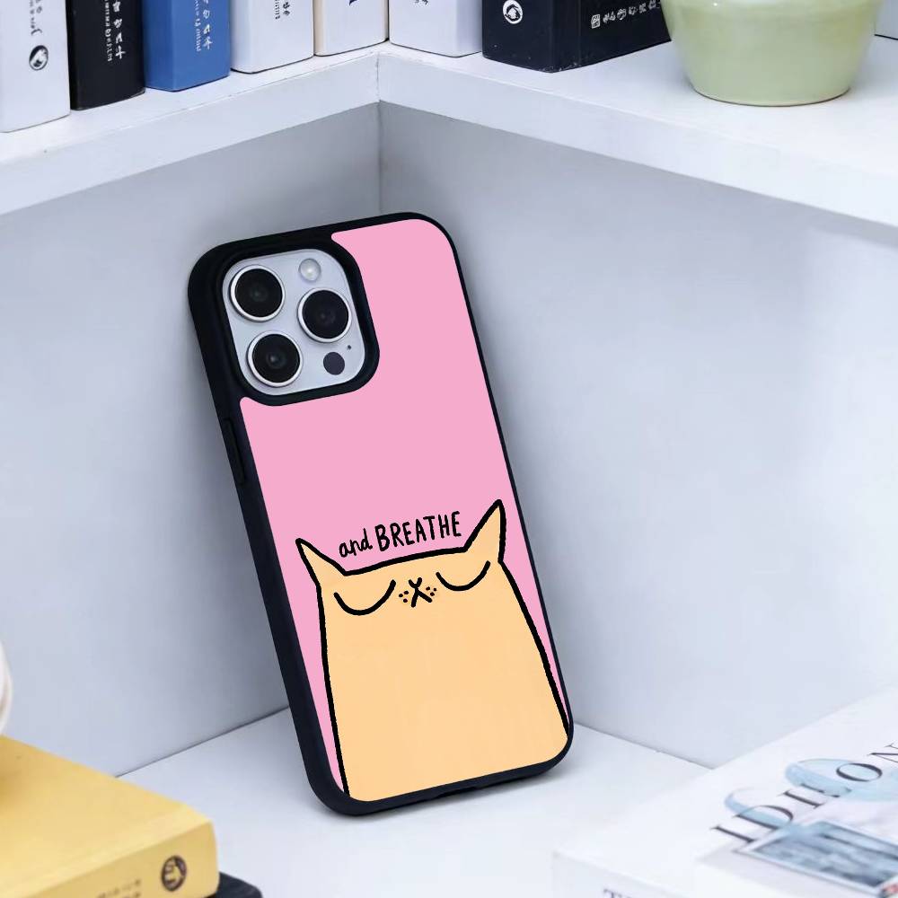 Striped Shirt Coffee Cat Phone Case For iPhone 14,16,15,13,17,12,Plus,Pro,Max Magnetic For Magsafe Frosted Cover