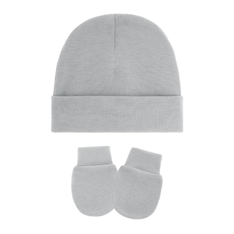 4 Set Baby Bonnet Cap Feature Foldable Edge with Mittens Cotton Fabric Gentle On Sensitive Skin Multiple Color Available