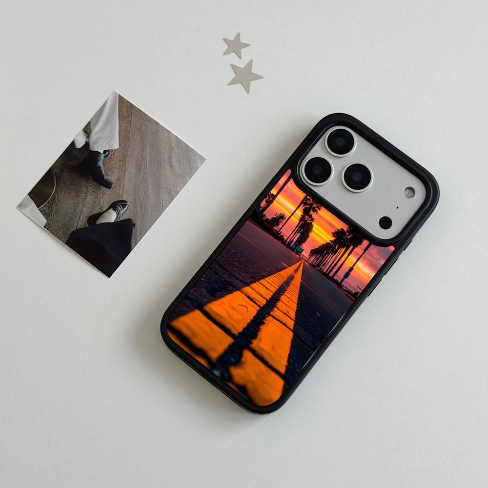 Summer Beach Scene At Sunset On Sea Palm Tree Clear Phone Case For IPhone 17 Air 16 15 14 Plus 13 12 11 Pro Max Dual Tone Hard