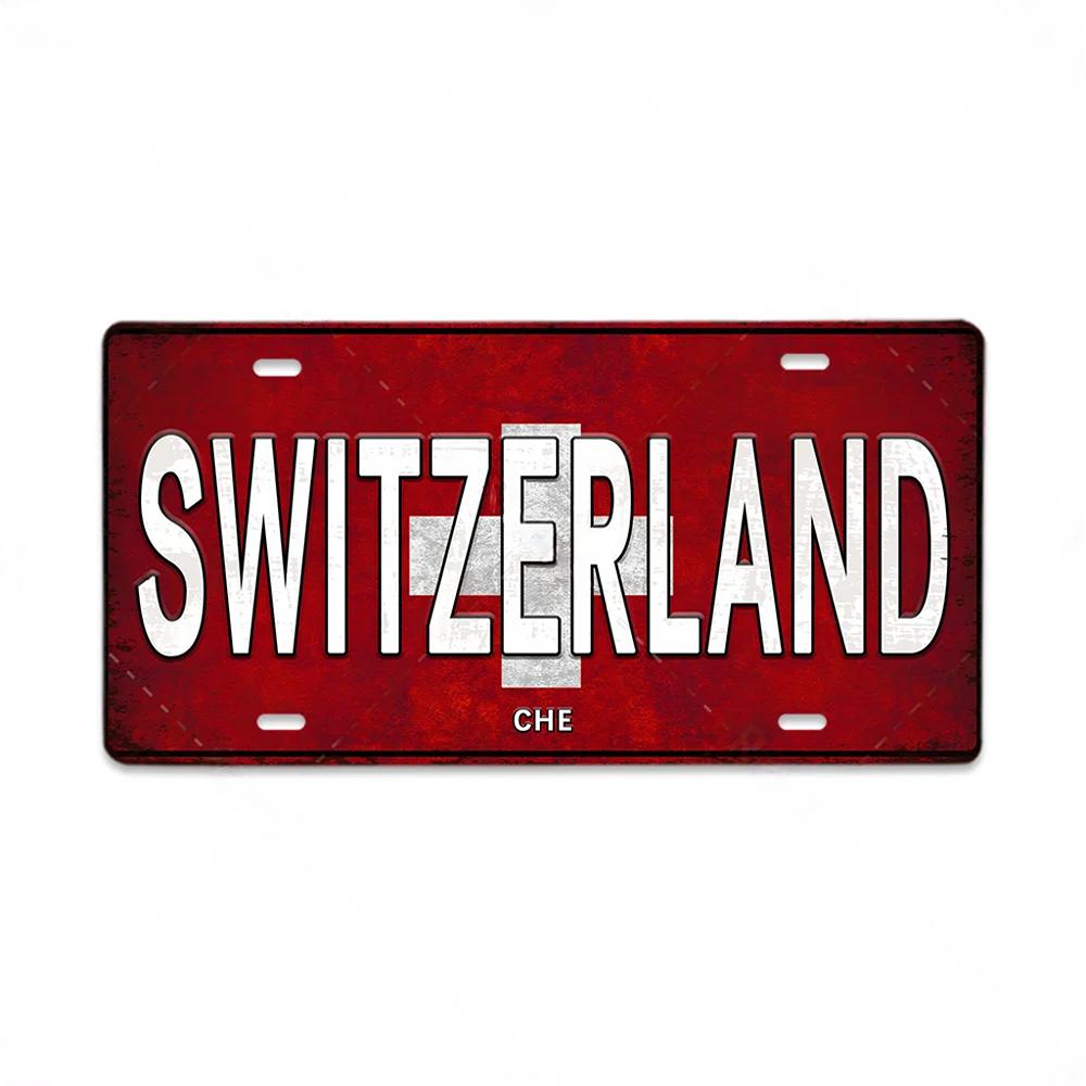 Popular Tourism Country Posters Vintage Metal Tin Signs License Plate Poster Car Garage Home Decor Plaque Vintage Art Painting