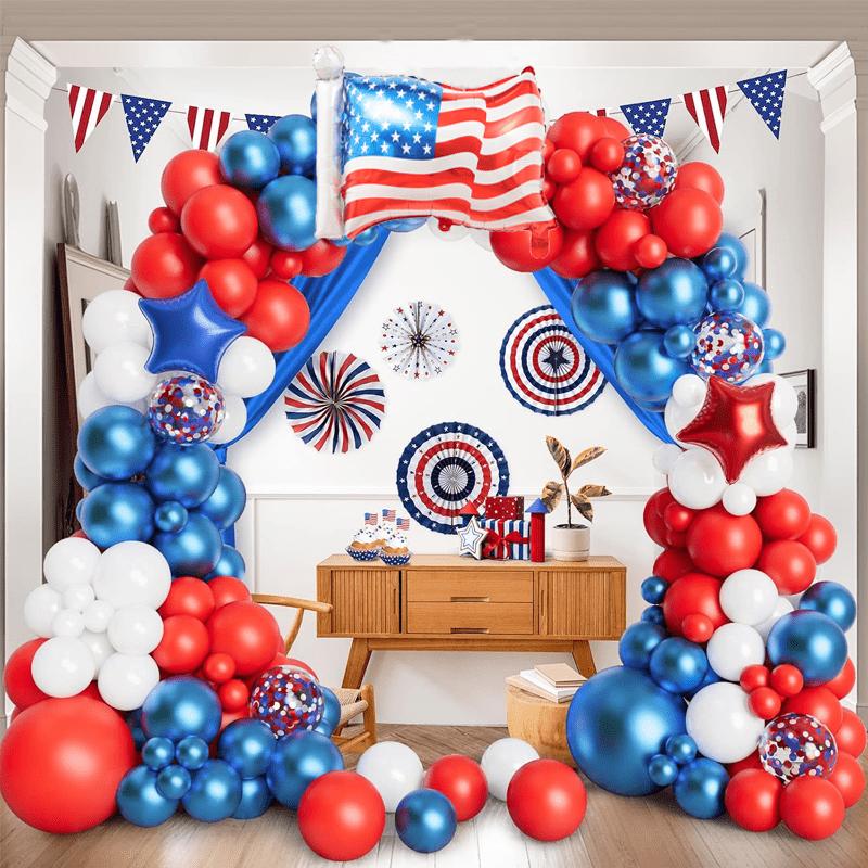 132pcs Red, White and Blue Balloon Garland Set, Balloons Suitable for Graduation Party Independence Day Balloon Arch Decoration