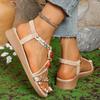 Fashion Fashion Beaded Bohemian Sandals for Women 2025 Summer Printing Braided Slip On Rome Shoes Woman Outdoor Non Slip Beach Sandalias