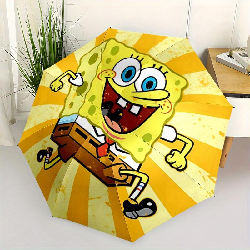 1pc SpongeBob SquarePants Automatic Folding Umbrella - Portable 3-Fold Design, 8-Bone Iron Frame Outdoor Umbrella, Ideal Gift for Fans, Travelers