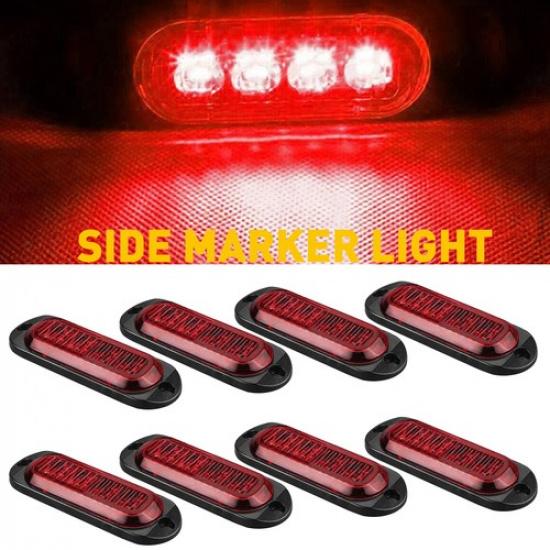 4LED Oval Amber/Red Side Turn Light Tail Clearance Lamp Truck Trailer RV Pick-Up
