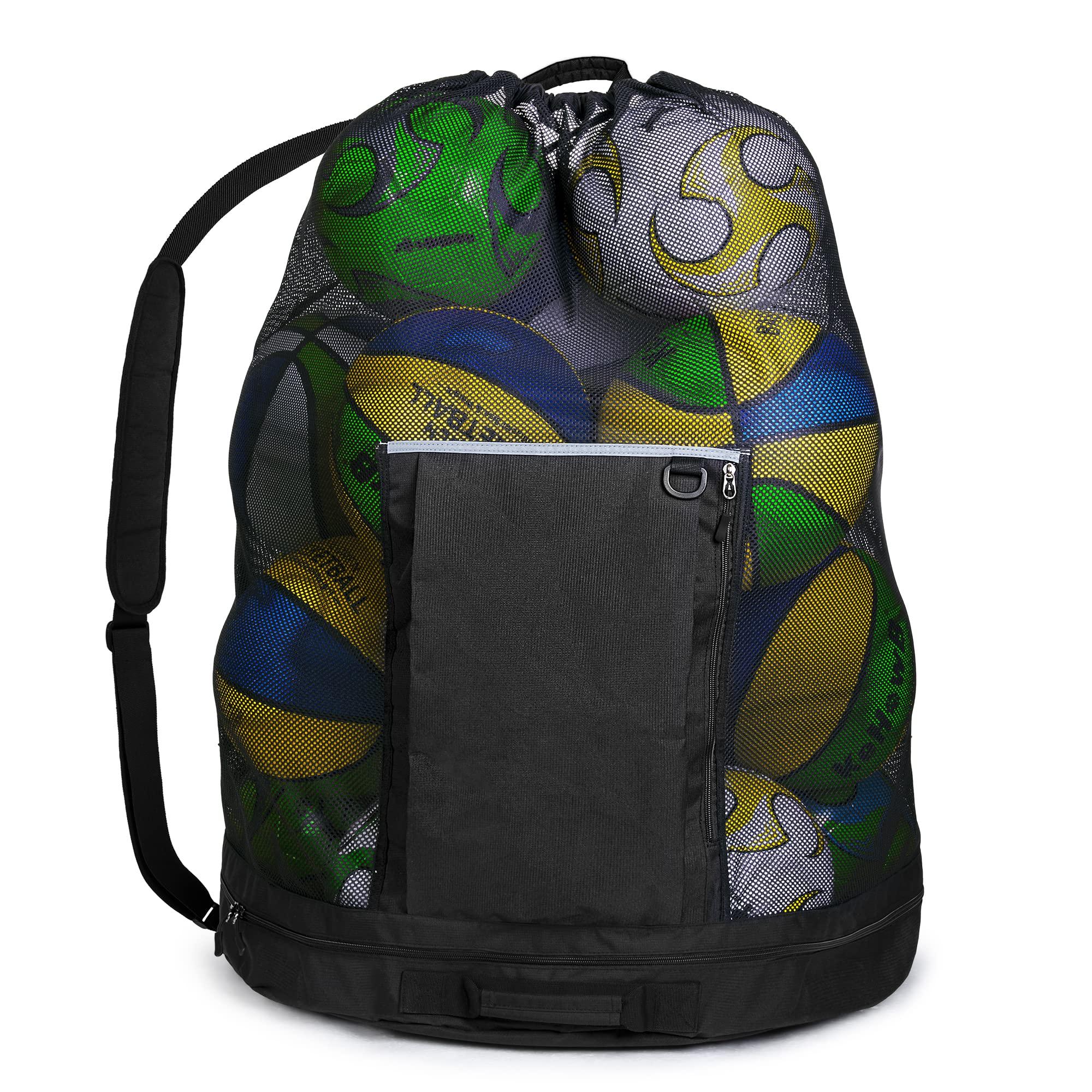 

GOBUROS Basketball Holds Soccer Large Capacity Basketball Mesh Basketball Bag Bag, 18-24 Balls, Case, чёрный