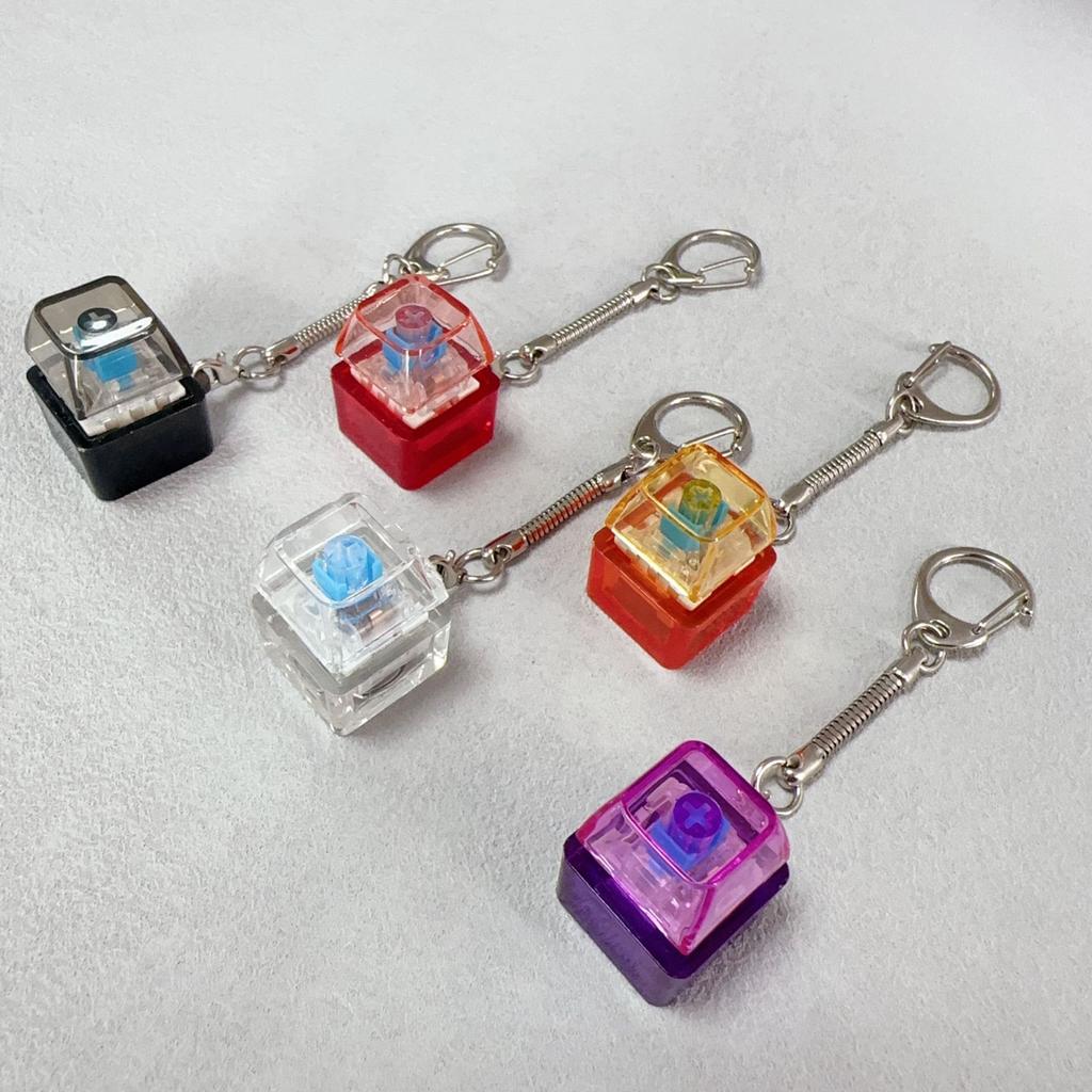 Mechanical Keyboard Keycap Stress Relief Keychain Led Bag Charm Lightweight Click Fidget Key Ring For Office Stress
