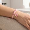 Heart Butterfly Alloy Pendants Breast Cancer Awareness Bracelet for Women, Adjustable Woven String with Comfortable Non Compressive Cord Ribbon Charm,