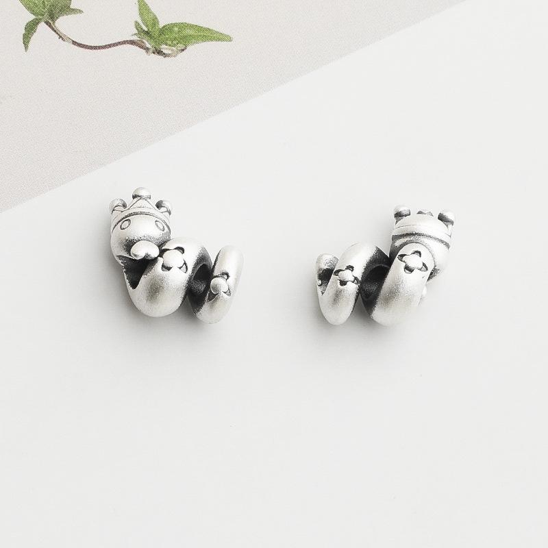 Sterling Silver Zodiac Snake Spacer Beads for DIY 3D Handmade Rope Bracelets