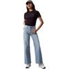 Calvin Klein T-shirt in cotone slim fit con logo ricamato da donna top nero 40WH105-BAE