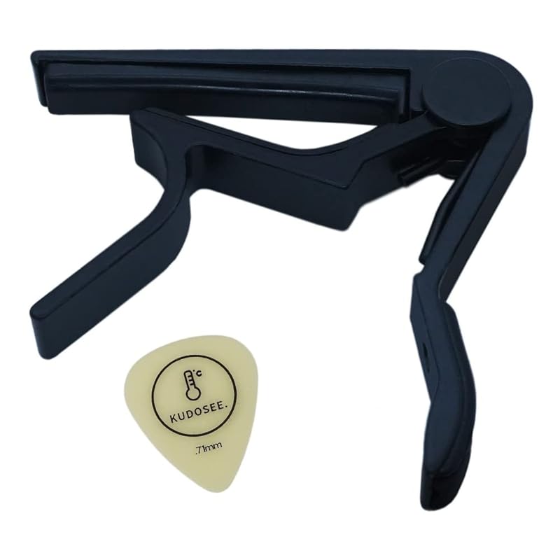 

9℃ Basic Capo For Guitar Black/capotast capo Electric acoustic guitar classical guitar (capotast + pick 1 piece set, GCBK, 1, Capo)