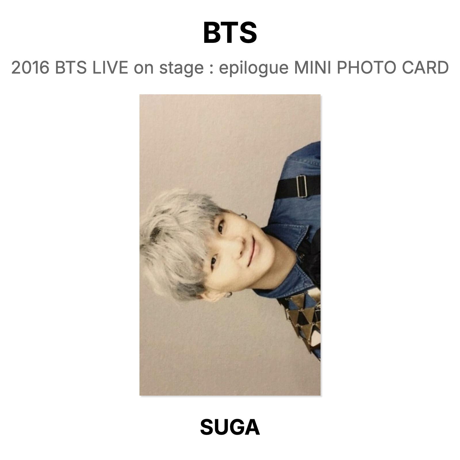 BTS 2016 BTS LIVE на сцене : эпилог МИНИ ФОТОКАРТОЧКА Официальная фотокарточка SUGA