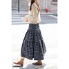 Korean Style Retro Plaid Midi Skirt