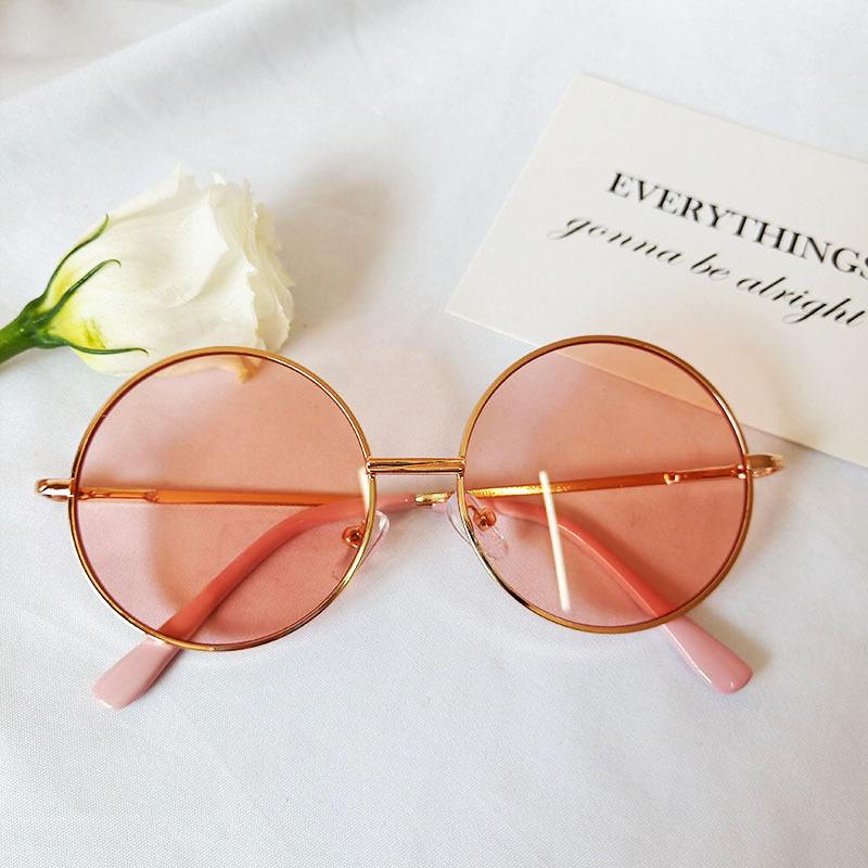New round frame children's sunglasses baby stand glasses fashion metal sunglasses