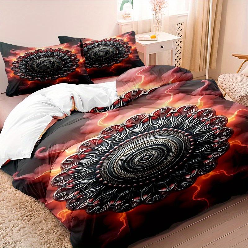 

3Pcs Bedding Set Mandala Comforter Set 1Pc Duvet Cover 2Pcs Pillowcases Without Core Ultra-Soft Comfortable Breathable Suitable Duvet Cover Set&EU Single(135x200cm)