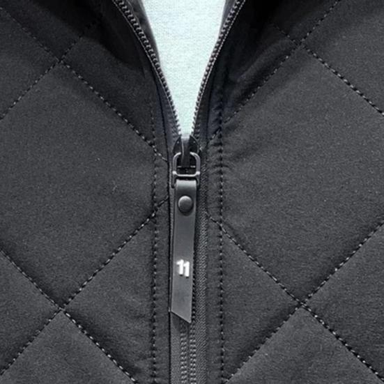 Men Cotton Coat Hooded Long Sleeve Solid Color Zipper Placket Quilted Jacket Elastic Hem