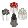 1Pc Beaded Decoration Diamond Tassel Epaulets Detachable Sparkling Shoulder Tassel Epaulet Rhinestone Hand-Beaded Fabric Patch