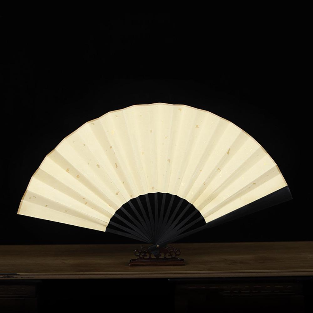 Antique Style Bamboo Folding Fan Gold-Flecked Surface Hand Fan Decorative Fan Calligraphy Painting Style 13